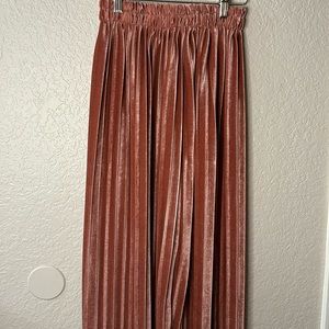 Pink Velvet Pleaded Midi Skirt